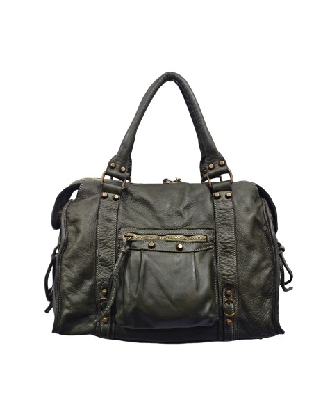 Soleil Chic Grand Sac Cuir Daisy Large Vintage Kaki