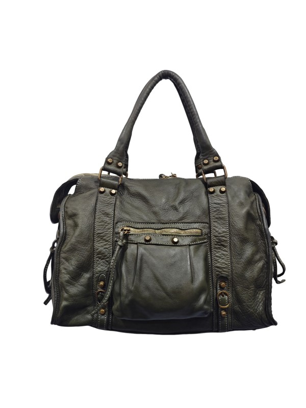 Soleil Chic Grand Sac Cuir Daisy Large Vintage Kaki