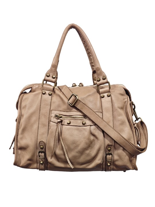 Soleil Chic Grand Sac Cuir Daisy Large Vintage Taupe