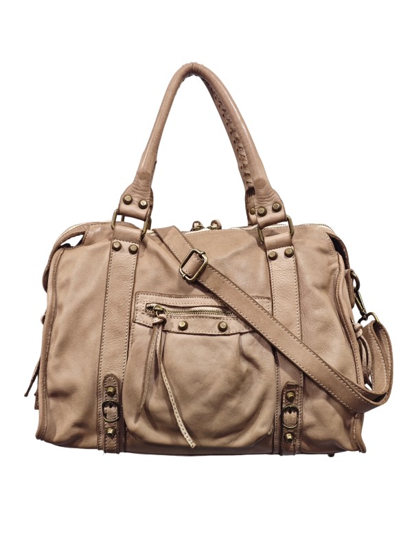 Soleil Chic Grand Sac Cuir Daisy Large Vintage Taupe