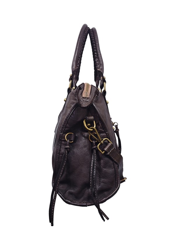Soleil Chic Grand Sac Cuir Daisy Large Vintage Chocolat