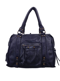Soleil Chic Grand Sac Cuir Daisy Large Vintage Bleu Marine