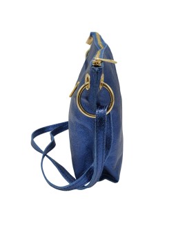 Ami Sac bandoulière cuir Bleu Irisé