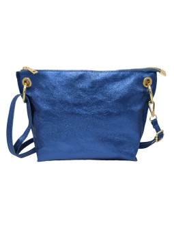Ami Sac bandoulière cuir Bleu Irisé