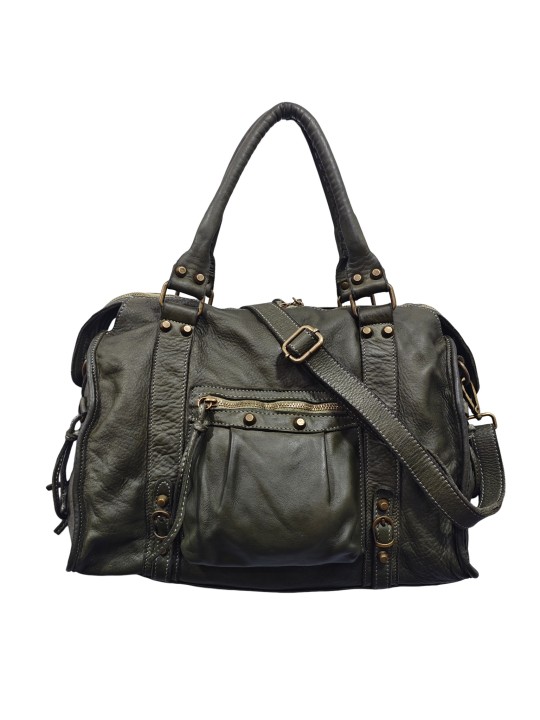 Soleil Chic Grand Sac Cuir Daisy Large Vintage Kaki