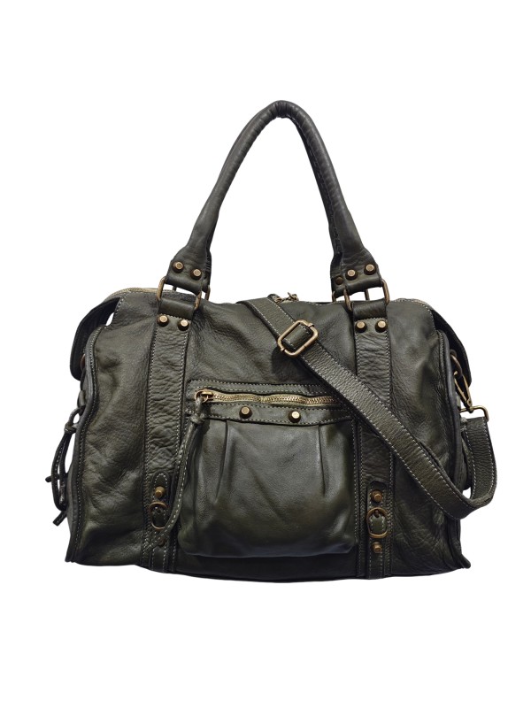 Soleil Chic Grand Sac Cuir Daisy Large Vintage Kaki