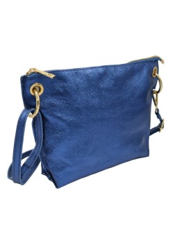 Ami Sac bandoulière cuir Bleu Irisé