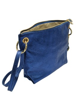 Ami Sac bandoulière cuir Bleu Irisé