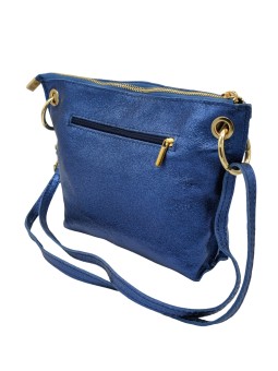 Ami Sac bandoulière cuir Bleu Irisé
