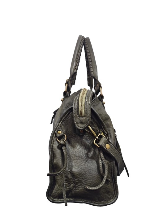 Soleil Chic Grand Sac Cuir Daisy Large Vintage Kaki