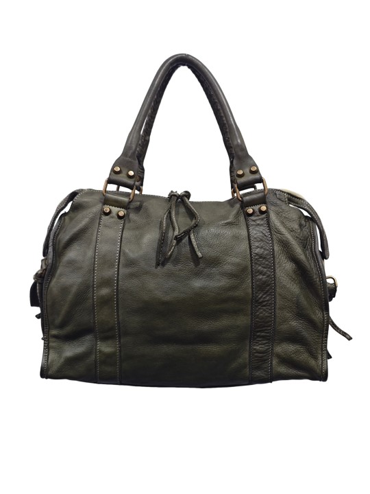 Soleil Chic Grand Sac Cuir Daisy Large Vintage Kaki