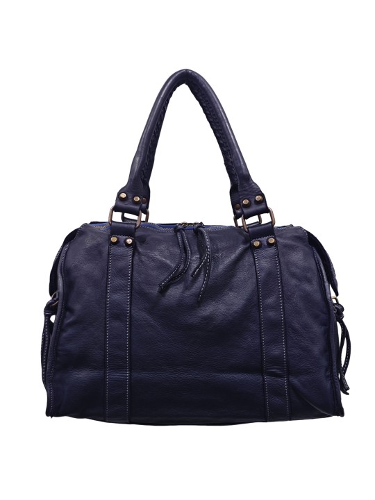 Soleil Chic Grand Sac Cuir Daisy Large Vintage Bleu Marine