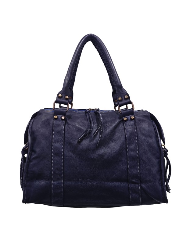 Soleil Chic Grand Sac Cuir Daisy Large Vintage Bleu Marine