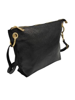 Ami Sac bandoulière cuir Noir Irisé