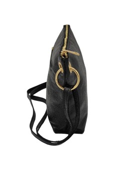 Ami Sac bandoulière cuir Noir Irisé