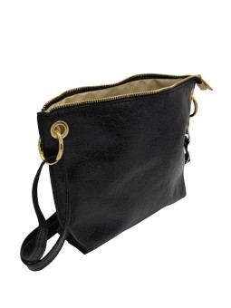 Ami Sac bandoulière cuir Noir Irisé