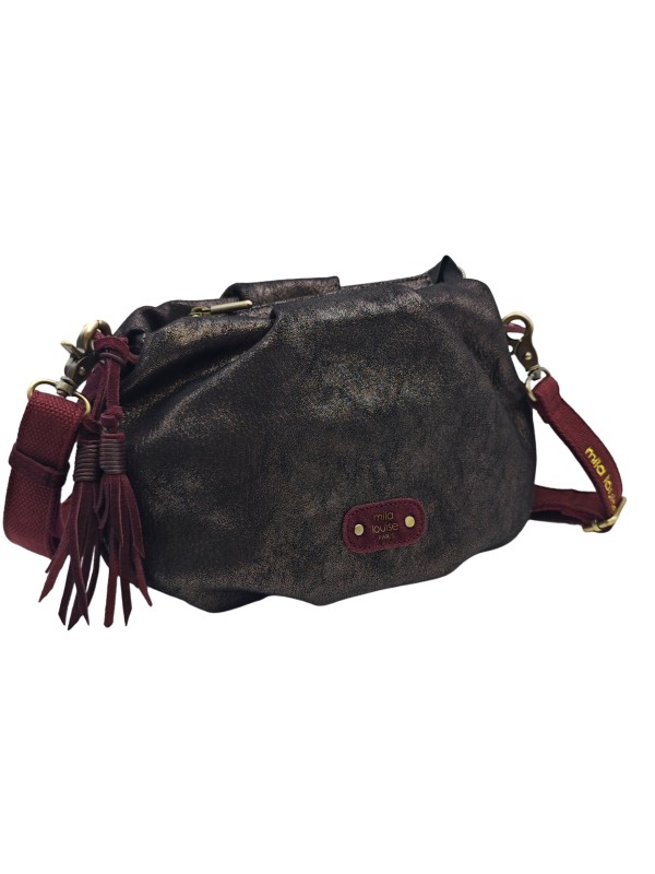 Mila Louise Sac Besace forme seau PRISCIA GR ROUGE DARK
