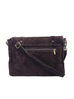 Soleil Chic Sac Bandoulière Cuir Besace Rabat Marron Nubuck