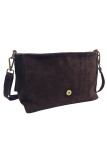 Soleil Chic Sac Bandoulière Cuir Besace Rabat Marron Nubuck