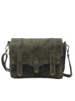 Soleil Chic Sac Bandoulière Cuir Besace Rabat Kaki Nubuck