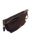 Soleil Chic Sac Bandoulière Cuir Besace Rabat Marron Nubuck