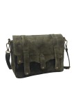Soleil Chic Sac Bandoulière Cuir Besace Rabat Kaki Nubuck