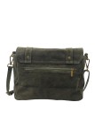 Soleil Chic Sac Bandoulière Cuir Besace Rabat Kaki Nubuck