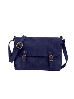 Soleil Chic Sac Bandoulière Cuir Rabat Marine Velours