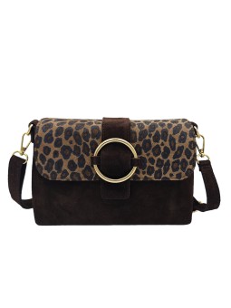 Soleil Chic Sac bandoulière cuir Anneau Besace Marron Leo