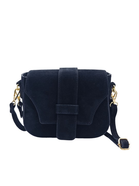 Soleil Chic Elise Sac Bandoulière Cuir Daim Noir