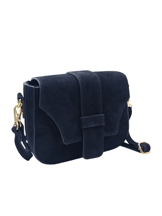 Soleil Chic Elise Sac Bandoulière Cuir Daim Noir