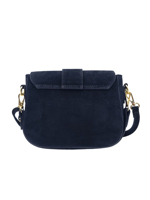 Soleil Chic Elise Sac Bandoulière Cuir Daim Noir