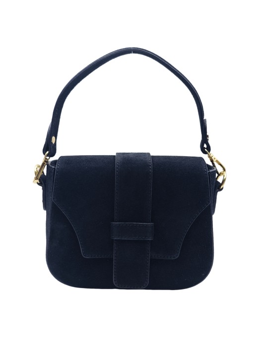 Soleil Chic Elise Sac Bandoulière Cuir Daim Noir