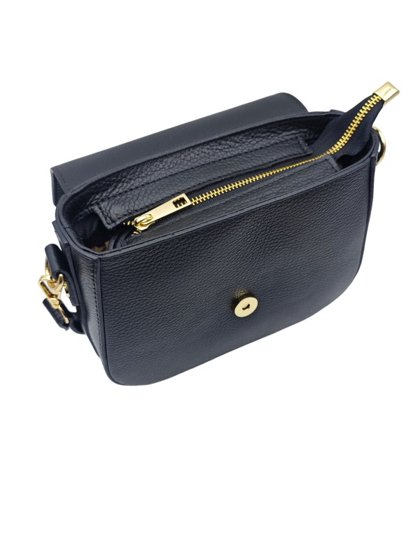 Soleil Chic Elise Sac Bandoulière Cuir Graine Noir