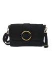 Soleil Chic Sac bandouliere cuir Anneau Nubuck Noir
