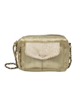 PCNAINA Sac bandoulière cuir Beige Champagne Snake PIECES