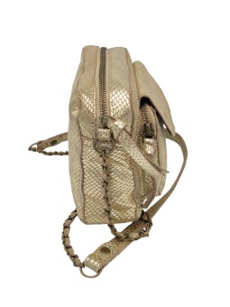 PCNAINA Sac bandoulière cuir Beige Champagne Snake PIECES