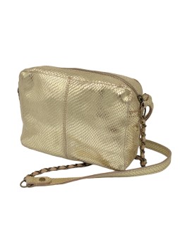 PCNAINA Sac bandoulière cuir Beige Champagne Snake PIECES