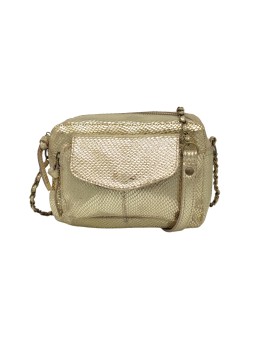 PCNAINA Sac bandoulière cuir Beige Champagne Snake PIECES