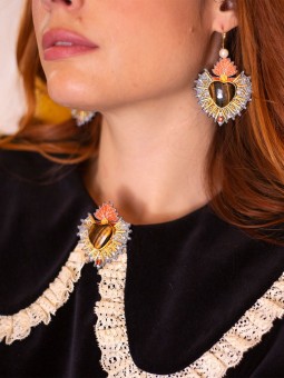 Broche sacré coeur brodée ROSIE Tiger NAHUA