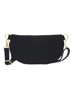 Demi Lune Petit Sac banane cuir nubuck Noir