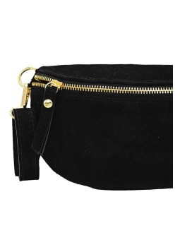 Demi Lune Petit Sac banane cuir nubuck Noir