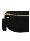 Demi Lune Petit Sac banane cuir nubuck Noir