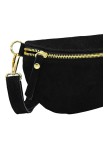 Demi Lune Petit Sac banane cuir nubuck Noir