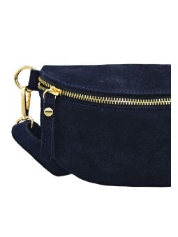 Demi Lune Petit Sac banane cuir nubuck Marine