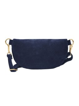 Demi Lune Petit Sac banane cuir nubuck Marine