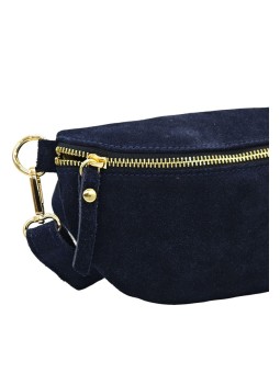 Demi Lune Petit Sac banane cuir nubuck Marine