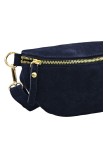 Demi Lune Petit Sac banane cuir nubuck Marine