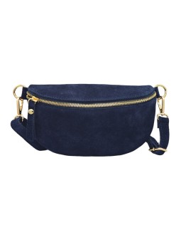 Demi Lune Petit Sac banane cuir nubuck Marine