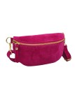 Demi Lune Petit Sac banane cuir nubuck Fuchsia